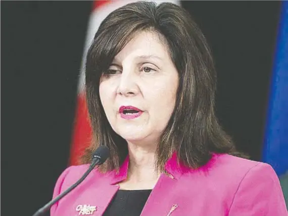  ?? CHRIS SCHWARZ/GOVERNMENT OF ALBERTA ?? Education Minister Adriana Lagrange said last week the government will implement a curriculum that would teach without bias.