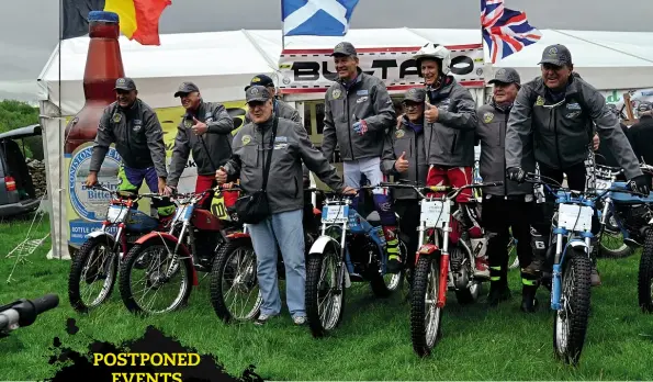  ??  ?? Left: John Reynolds was one of the last Comerfords Bultaco riders in the 1980s.
Above: Fronted by Oriol Bulto – factory team boss and top rider himself – is a line-up of Bultaco notables. From the left, Jaime Puig, Ignatio Bulto, Yrjo Vesterinen (hidden behind Oriol) Bernie Schreiber, Charles Coutard and Javier Cucurella. Standing are Manuel Soler and Nigel Woolford.
Far left: Part of the Bulto family and more than capable of winning world rounds, Manuel Soler keeps his feet up in a tight section.
Left: Nigel Greenwood gets a little crossed up on his Bantam.