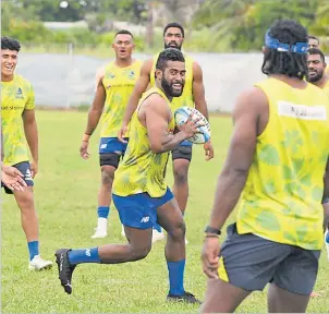  ?? Picture: BALJEET SINGH ?? Tuidraki Samusamuvo­dre is all smiles during the Fijian Drua captain’s run in Nadi yesterday.