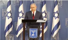  ??  ?? Netanyahu speaks to the press in the coastal city of Tel Aviv. — AFP photo