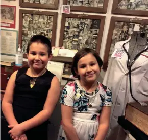  ?? KEITH UHLIG/USA TODAY NETWORK-WISCONSIN ?? Twin sisters Sierra and Sofia Stenz, third graders at Arbor Vitae-Woodruff School, say they were inspired by learning about Dr. Kate.