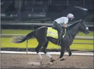  ?? DARRON CUMMINGS - ASSOCIATED PRESS ?? Kentucky Derby entry Tiz the Law runs during a workout at Churchill Downs, Friday, Sept. 4, 2020, in Louisville, Ky. The Kentucky Derby is scheduled for Saturday, Sept. 5.