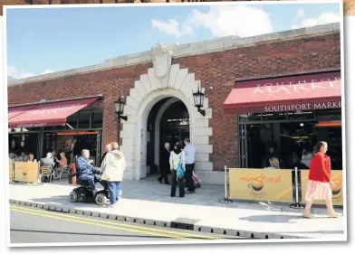  ??  ?? ● Top, work has begun to transform Southport Market for a spring 2021 reopening
● Above, the familiar exterior of Southport market in King Street
● Inset far left, Sefton council cabinet member Marion Atkinson