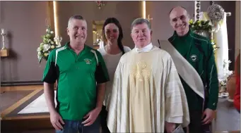  ??  ?? John McGovern (PPC Strandhill), Mary Cullen(Guest speaker), Fr. Niall Ahern and Jorge Correia (PPC Strandhill) at the recent mass.