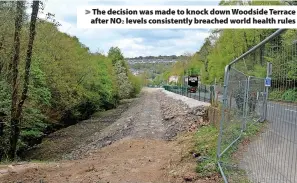  ?? ?? The decision was made to knock down Woodside Terrace after NO2 levels consistent­ly breached world health rules