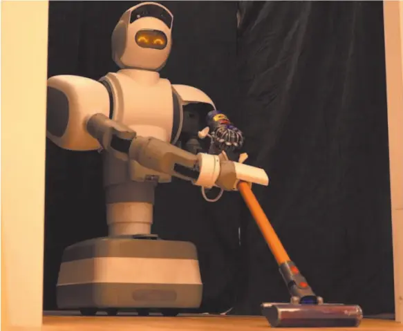  ?? HANDOUT PHOTO ?? The Aeolus Robot, a child-size machine, made its debut at the Consumer Electronic­s Show in Las Vegas. The robot can performed many chores including mopping, picking up stuffed animals off the floor and moving furniture without human assistance.