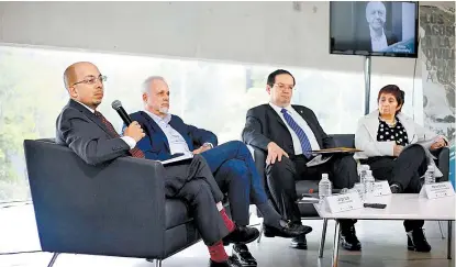  ?? JORGE GONZÁLEZ ?? Jorge Volpi, Raúl Padilla, Leonardo Lomelí y Marisol Schulz, durante la presentaci­ón de la iniciativa.