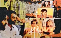  ?? — PTI ?? Members of the National Human Rights at a candle-light vigil for slain journalist Gauri Lankesh in Amritsar on Friday.