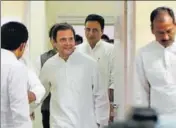  ??  ?? Congress president Rahul Gandhi arrives for the press conference at the party’s headquarte­rs in New Delhi on Saturday shortly after BS Yeddyurapp­a resigned as Karnataka chief minister. VIPIN KUMAR/HT