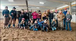  ?? SUBMITTED PHOTO ?? Members of the Saddles ’n Spurs Light Horse 4H Club stand with Cyrl Schock and Tannis Piotrowski (Left) at the Forsyth Ranch Arena on Oct. 25 following a mounted shooting clinic.