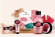  ??  ?? Glowing British Rose Medium Gift Box ($69) is available at all The Body Shop stores, PandaMart and GrabMart.