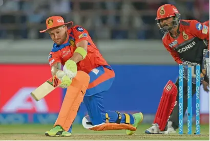  ?? AFP ?? Gujarat Lions’ Brendon McCullum has scored 225 runs in five IPL games this season at an average of 45. —