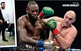  ??  ?? PICTURE: KEVIN QUIGLEY Family man or man o’ war? Fury with wife Paris and (right) trading blows with Deontay Wilder