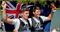  ?? AP ?? Chris Harris and John Storey won bronze in the men’s double sculls at the world championsh­ips.