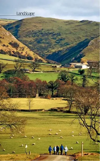  ??  ?? Approachin­g Ilam, the lush colours of the valley stretch out towards green-clad sheltering slopes beyond.