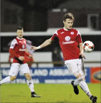  ??  ?? Kieran Sadlier scored one and set up two as Rovers defeated Bray 3- 2. Pics: Carl Brennan.