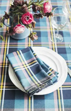  ?? PHOTOS: POSTMEDIA ?? Plaids and checks are trending this fall and winter in home design, says designer Samantha Pynn, who rejoices in the soaring popularity of the pattern, which she celebrates in her new collection.