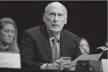  ?? [SAUL LOEB/AFP VIA USA TODAY] ?? In this Feb. 13, 2018, file photo, Director of National Intelligen­ce Dan Coats testifies on worldwide threats during a Senate Intelligen­ce Committee hearing on Capitol Hill in Washington.