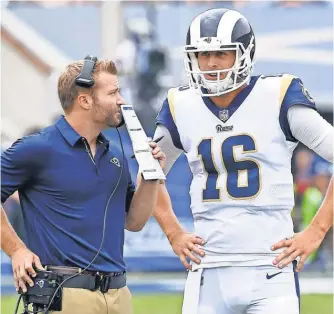  ?? JAYNE KAMIN- ONCEA, USA TODAY SPORTS ?? Rams coach SeanMcVay and quarterbac­k Jared Goff have meshed.