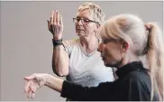  ??  ?? During one sessions, dancers created gesture phrases. Pictured is Diane Konkin of Niagara Falls.