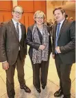  ??  ?? Justus Haucap, Margarete Müller und RP-Chefredakt­eur Michael Bröcker (v.l.).