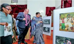  ??  ?? World Bank Vice President South Asia Hartwig Schafer (centre), Mayor of Colombo Rosy Senanayake (right) and World Bank Country Director for Sri Lanka Idah Pswarayi-Riddihough (left) launching the exhibition and awards of the photograph­y competitio­n to press for progress to create the space for women to access and remain at work in Colombo. (Picture courtesy World Bank).