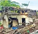  ?? ?? The house that was damaged in the bomb blast at Bhupotinag­ar village, in the East Medinipur district of West Bengal on Saturday