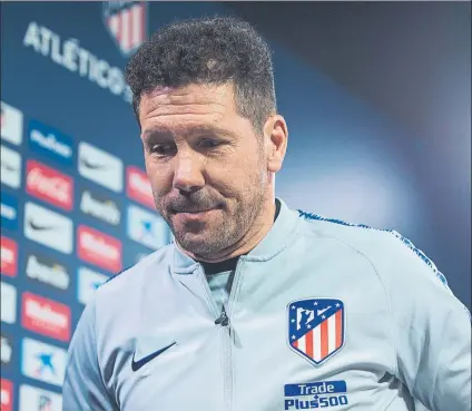  ?? FOTO: EFE ?? Diego Pablo Simeone, entrenador del Atlético de Madrid, en la rueda de prensa ofrecida ayer en el Cerro del Espino de Majadahond­a