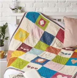  ??  ?? Lynne’s colourful blanket will look beautiful in any room – whether bedroom, guest room, living room or conservato­ry – and it will make a wonderful housewarmi­ng gift