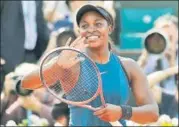  ?? REUTERS ?? Sloane Stephens of the US is jubilant after beating compatriot Madison Keys in the semifinal on Thursday.