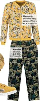  ??  ?? Pantalon en coton, 1.2.3, 85 €, 1-2-3.com/fr/Blouson en polyester, Betty London, 39,99 €, sur spartoo.com