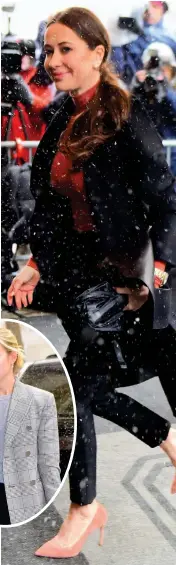  ??  ?? Braving the snow: Amal Clooney in red, Jessica Mulroney and, inset, Misha Nonoo
