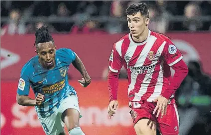  ?? FOTO: PERE PUNTÍ ?? Valery, ante el Atlético de Madrid El canterano, segundo jugador más joven en debutar en Primera con el Girona