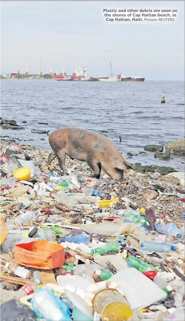  ?? Picture: REUTERS ?? Plastic and other debris are seen on the shores of Cap Haitian beach, in Cap Haitian, Haiti.