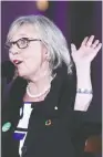  ?? CARLOS OSORIO/REUTERS ?? Green party Leader Elizabeth May spoke about “structural violence”
during Monday’s English-language debate.