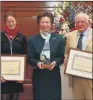 ??  ?? WINNERS: Eleanor Jones and Nigel Oakley with Princess Anne at the National Equine Forum.