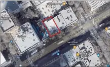  ?? ?? An aerial view showing the approximat­e boundaries of property at 29through 31E. Santa Clara St. in downtown San Jose.