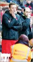  ??  ?? FRUSTRATED: Orient boss Kevin Nolan watches on