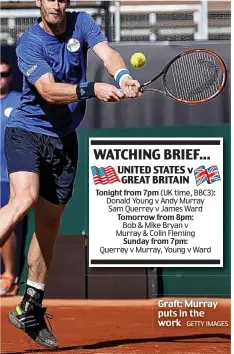  ?? GETTY IMAGES ?? Graft: Murray puts in the work