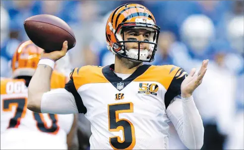  ?? AP PHOTO ?? After being the backup quarterbac­k in Cincinnati for five seasons, A.J. McCarron has joined the Buffalo Bills in free agency.