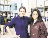  ?? EDUARDO CONTRERAS U-T ?? County labor leaders Brigette Browning (left) and Carol Kim at San Diego Internatio­nal Airport on Wednesday.