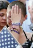  ?? RHONA WISE/AFP/GETTY IMAGES ?? High school student Emma Gonzalez breaks down at the rally.