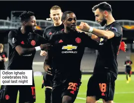  ??  ?? Odion Ighalo celebrates his goal last night