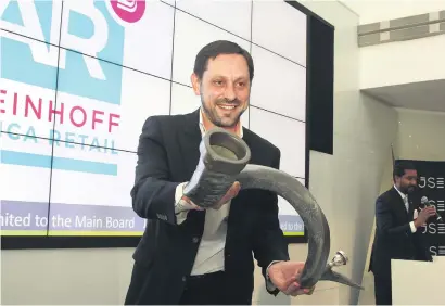  ?? Picture: Moneyweb ?? PLUGGING THE HOLE. Ben la Grange at the listing of Steinhoff Africa Retail (Star) late in 2017. La Grange has stepped down from his positions as Star CEO and Steinhoff group CFO.