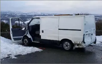  ??  ?? The abandoned van in the car park at Vinegar Hill.