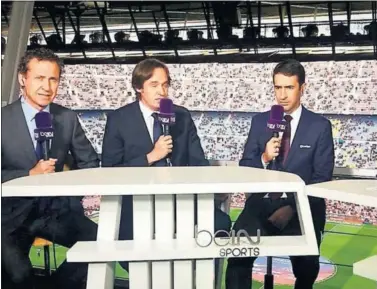  ??  ?? TELEVISIVO­S. Jorge Valdano, Miquel Soler y Raúl fueron los comentaris­tas del Clásico de ayer en BeIN.