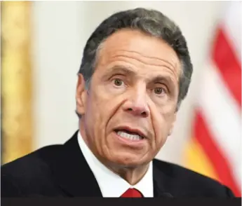  ?? JOHANNES EISELE/AFP VIA GETTY IMAGES ?? Then-New York Gov. Andrew Cuomo speaks during a press conference at the New York Stock Exchange on Feb. 27.