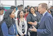  ?? Al Seib Los Angeles Times ?? NEW L.A. Unified Supt. Austin Beutner speaks with students at Belmont High School on Wednesday.