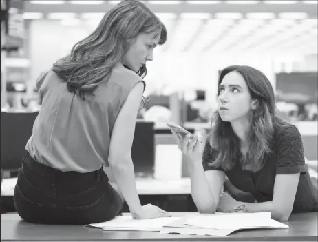  ?? ?? Zoe Kazan (at right) and Carey Mulligan in “She Said”