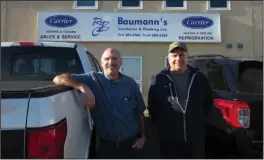  ?? PHOTO SOUTHERN ALBERTA NEWSPAPERS ?? Baumann’s Ventilatio­n & Plumbing Ltd. has been voted the best in Medicine Hat several times. Standing outside the premises in the light industrial area are brothers and co-owners (left) Clay Baumann and (right) Raymond Baumann.